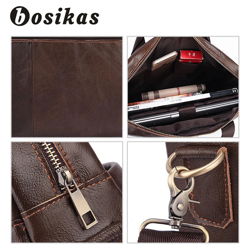 BOSIKAS Genuine Leather Bag Men Fashion Leather Men's Briefcase Laptop Handbags Men Messenger Bags Shoulder Soft Handle Bags BOSIKAS Genuine Leather Bag Men Fashion Leather Men's Briefcase Laptop Handbags Men Messenger Bags Shoulder Soft Handle Bags