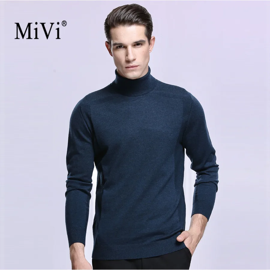 Mivi Марка Trend 100% кашемир Свитеры с высоким воротом Для мужчин Шарм трикотажный
