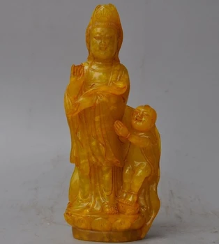 

Old Chinese Tianhuang Shoushan Stone Carved Ruyi Boy Guanyin Statue Seal Stamp A