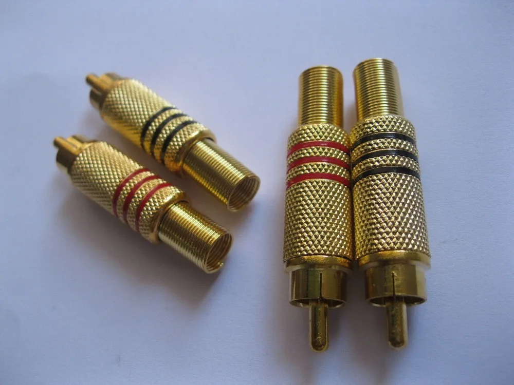 

1000 pcs Gold Plated RCA Male Plug with Spring Connector Red and Black
