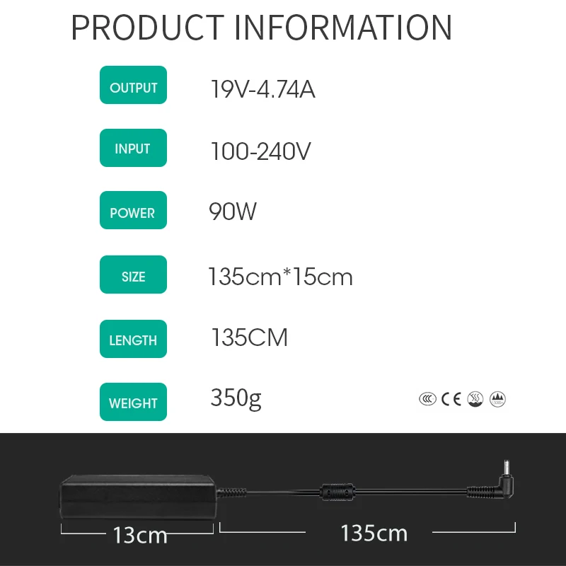 KALIDI 19V 4.74A 90W AC Laptop Adapter For Acer Power Supply Adapter Charger Notebook Power for Acer Aspire 3820 4720 5738 7720
