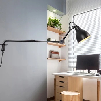 

Modern Adjustable Wall Lamp Industrial Long Swing Arm Modern Wall Light Sconce Nordic E27 Lights For Bathroom Bedroom Bedside