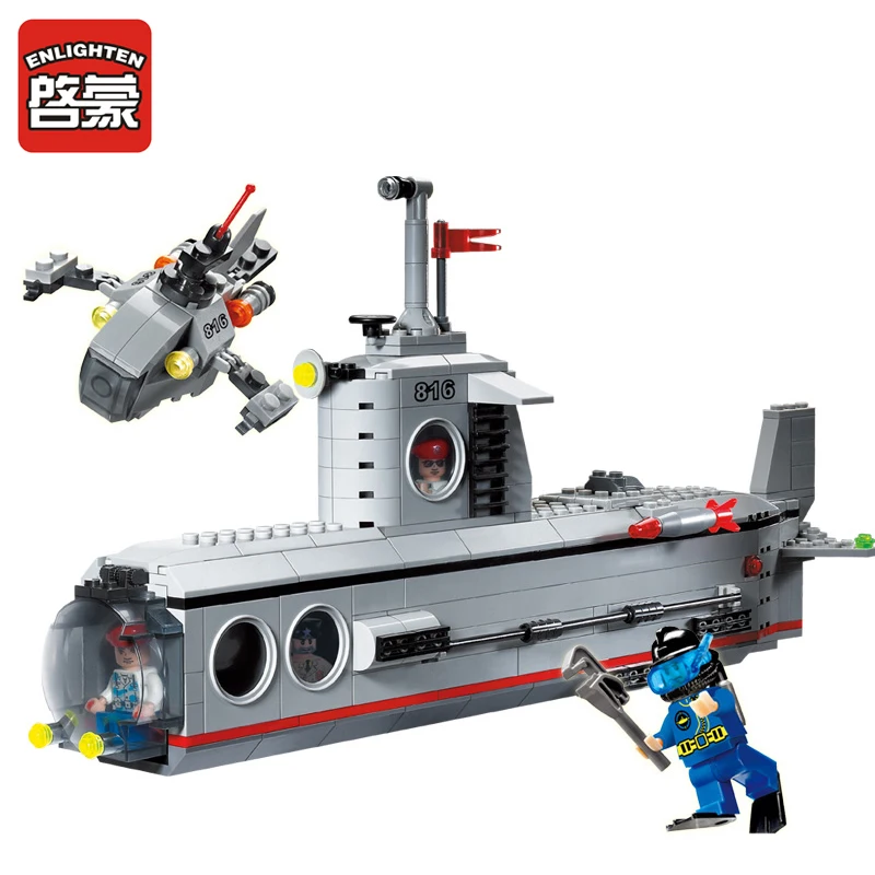 

ENLIGHTEN 816 Military Submarine Deep Sea Adventure Figure Blocks Compatible Legoe Construction Building Toys For Children