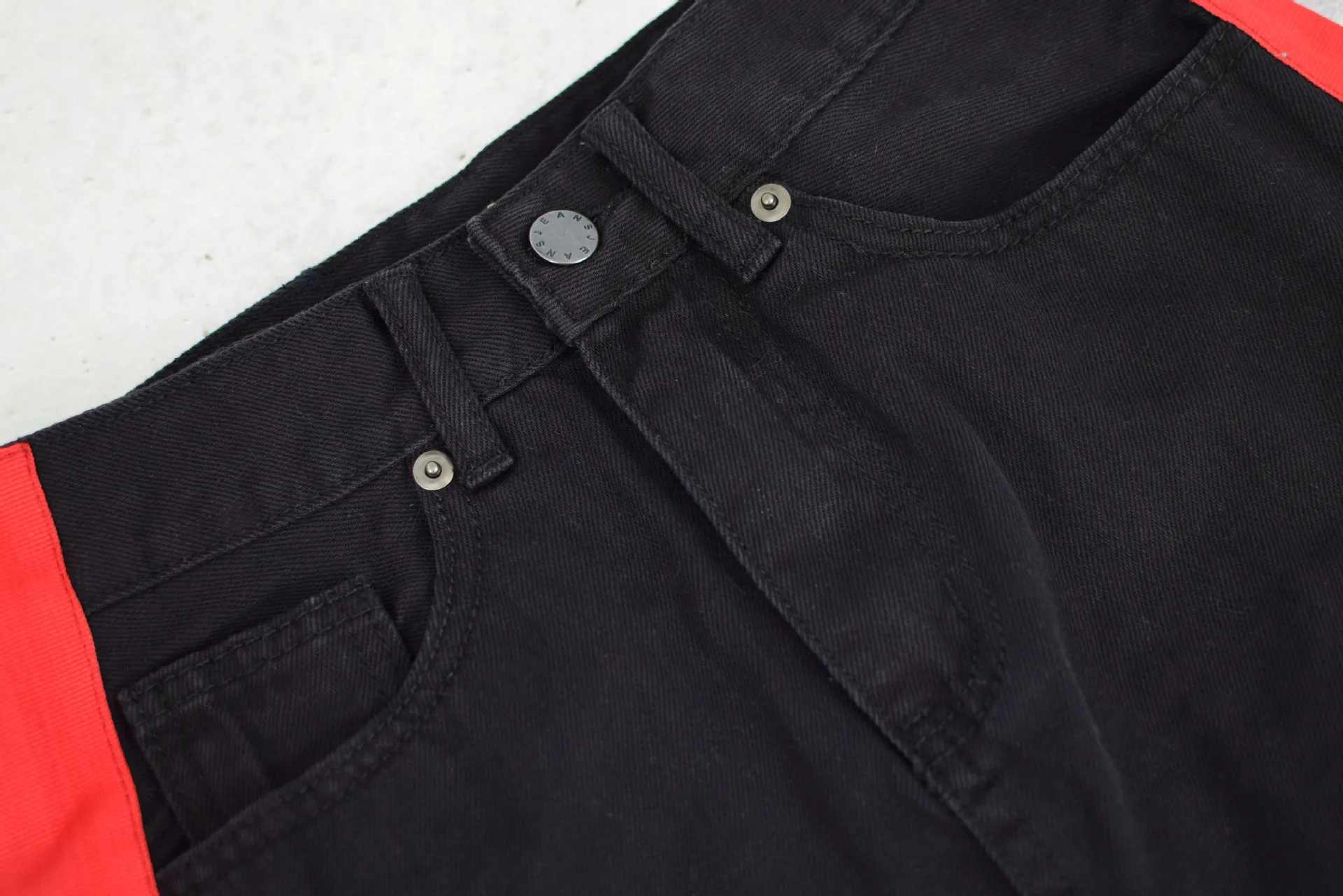 Женская джинсовая юбка LOGAMI трапециевидная мини составного кроя с высокой талией