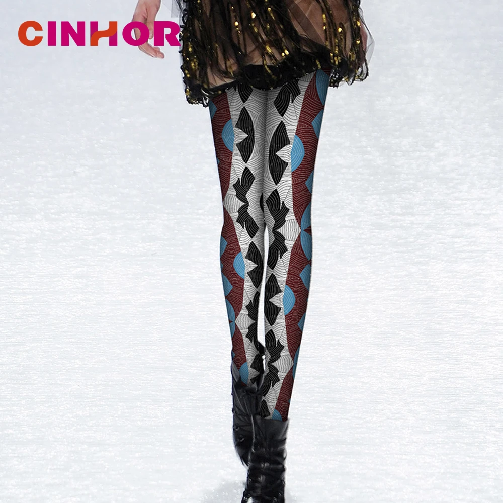 

CINHOR Glass Pattern False Thigh Pantyhose Tide Brand Printing Fashion Jacquard Silk Socks Catwalk Cartoon Spring