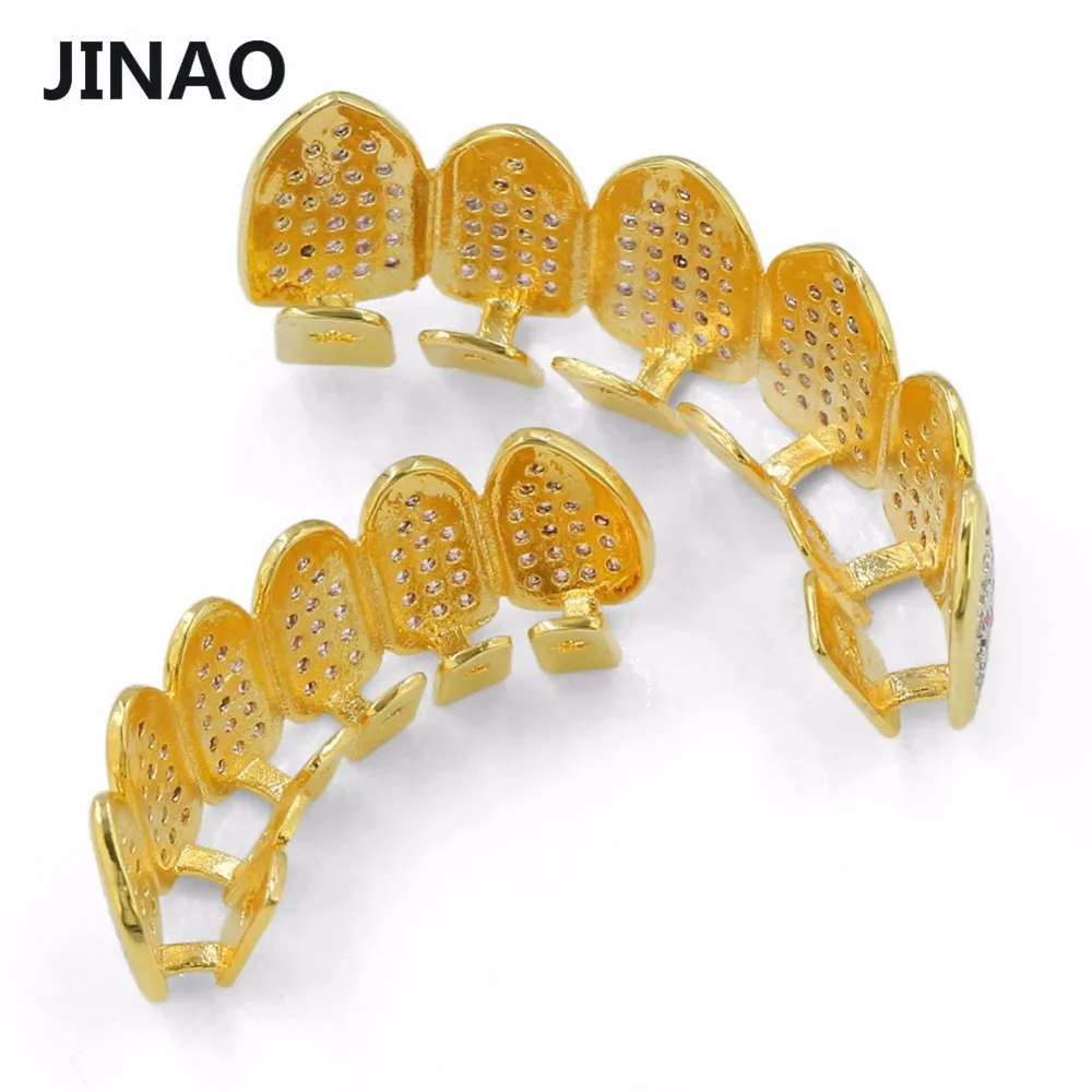 JINAO хип хоп золотые зубы Grilllz все Iced Out Micro Pave розовый CZ камни женская верхняя и нижняя грили набор