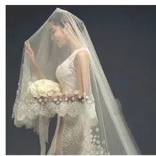 Новинка, 3 м, мягкое газовое кружевное свадебное платье, аксессуары, белый венок, вуаль невесты