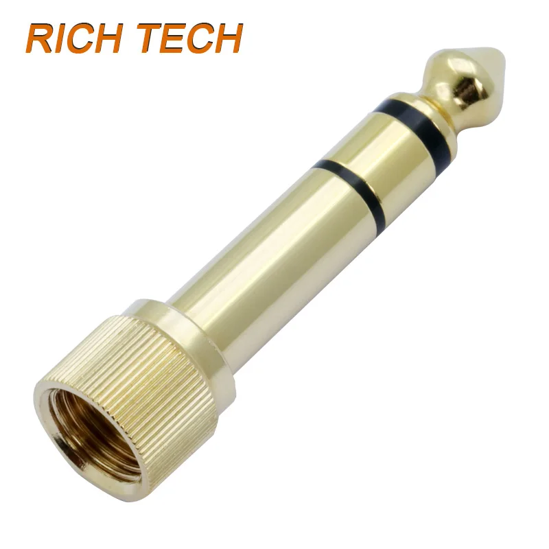 

30pcs Gold-plated adapter Jack 6.35mm 3pole stereo male plug with inside screw to 3.5mm jack stereo female socket converter