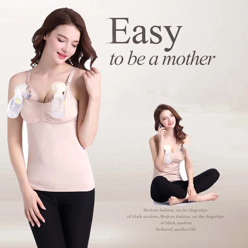 

Hand-Sucking Mother Wireless Maternity Breast Feeding Bra Hands-Free for Pump Maternal Nursing Tops