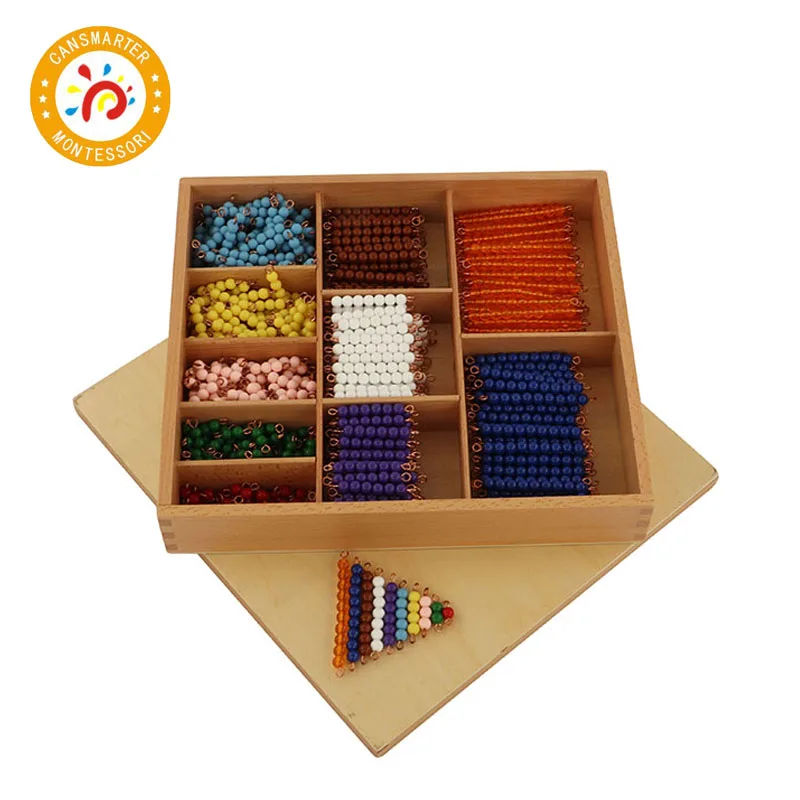 

Baby Toy Montessori Math Bead Decanomial with Box Learn Arithmetic Early Childhood Education Preschool Training Learning