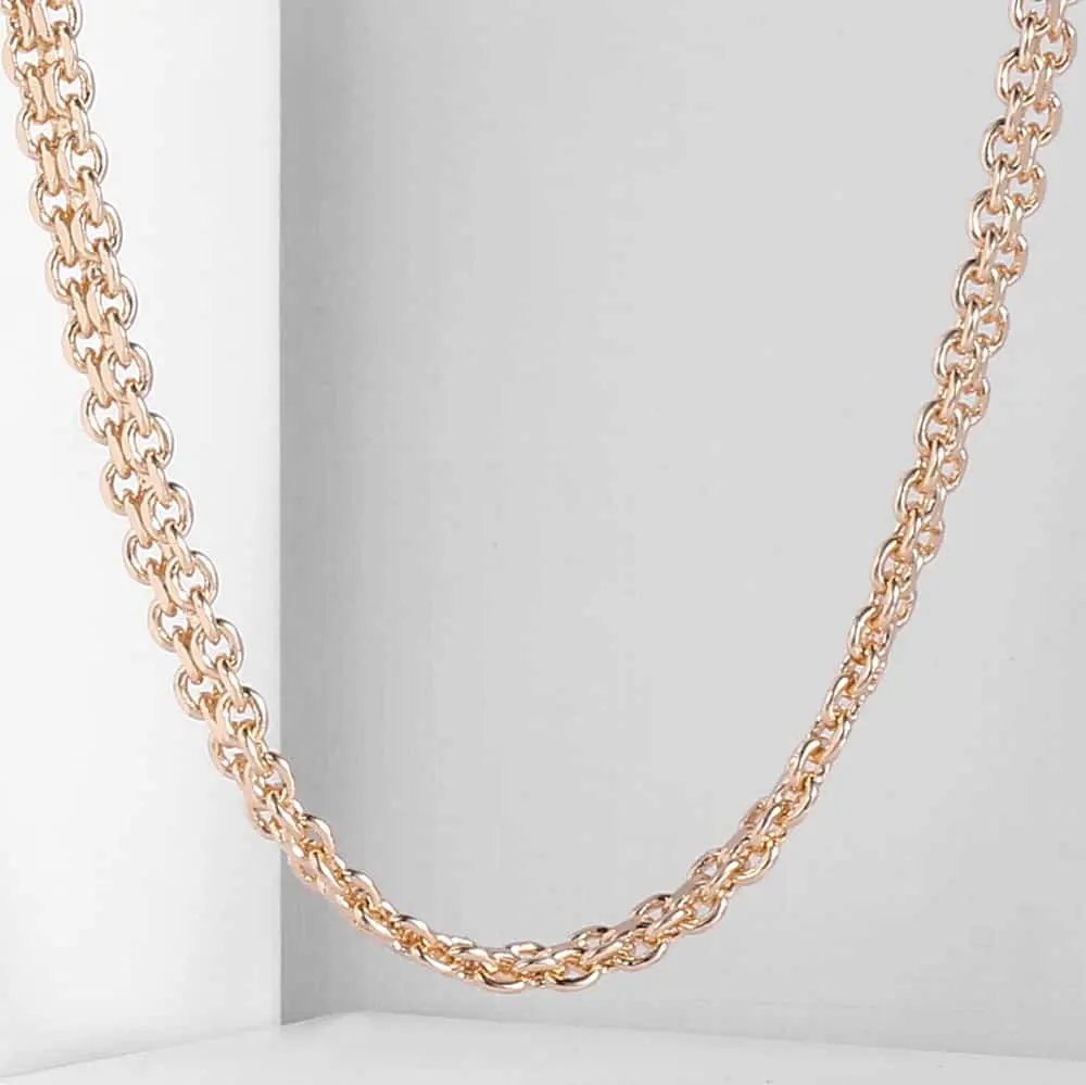 5 мм женское ожерелье для девочек s 585 розовое золото заполненное плетение Бисмарк звено цепи ожерелье модное ювелирное изделие 20 дюймов 24 дюйма CN05