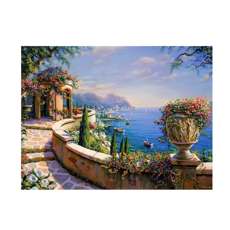 

Oil paint painting by numbers diy picture drawing coloring on canvas painting by hand wall paint by number landscape