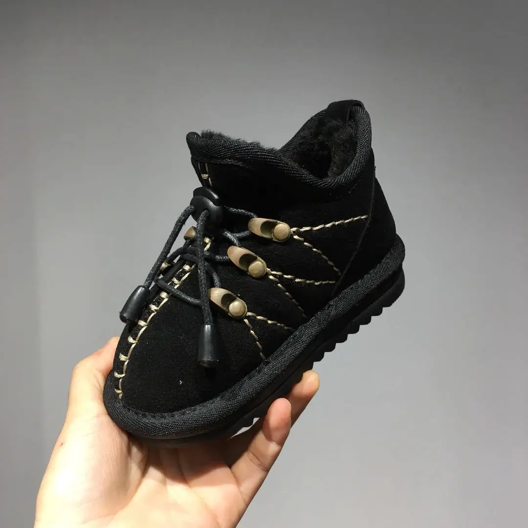 

Winter Kids Snow Boots Style Children's Shoes Suede Leather Warm Cotton Shoes Rubber Soft Sole Anti-skid Leisure Cotton Shoes