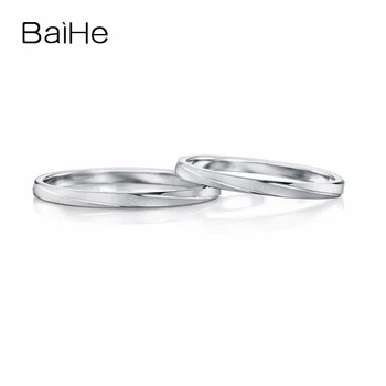 

BAIHE Solid 14K White Gold Anniversary Wedding Gift Engagement Fine Jewelry Cute/Romantic Women Gift Fine Jewelry Couple Ring