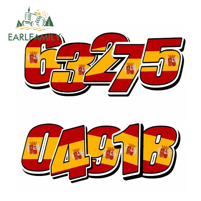 EARLFAMILY 13 см x 10 гоночные цифры виниловые наклейки с испанским флагом Мотокросс