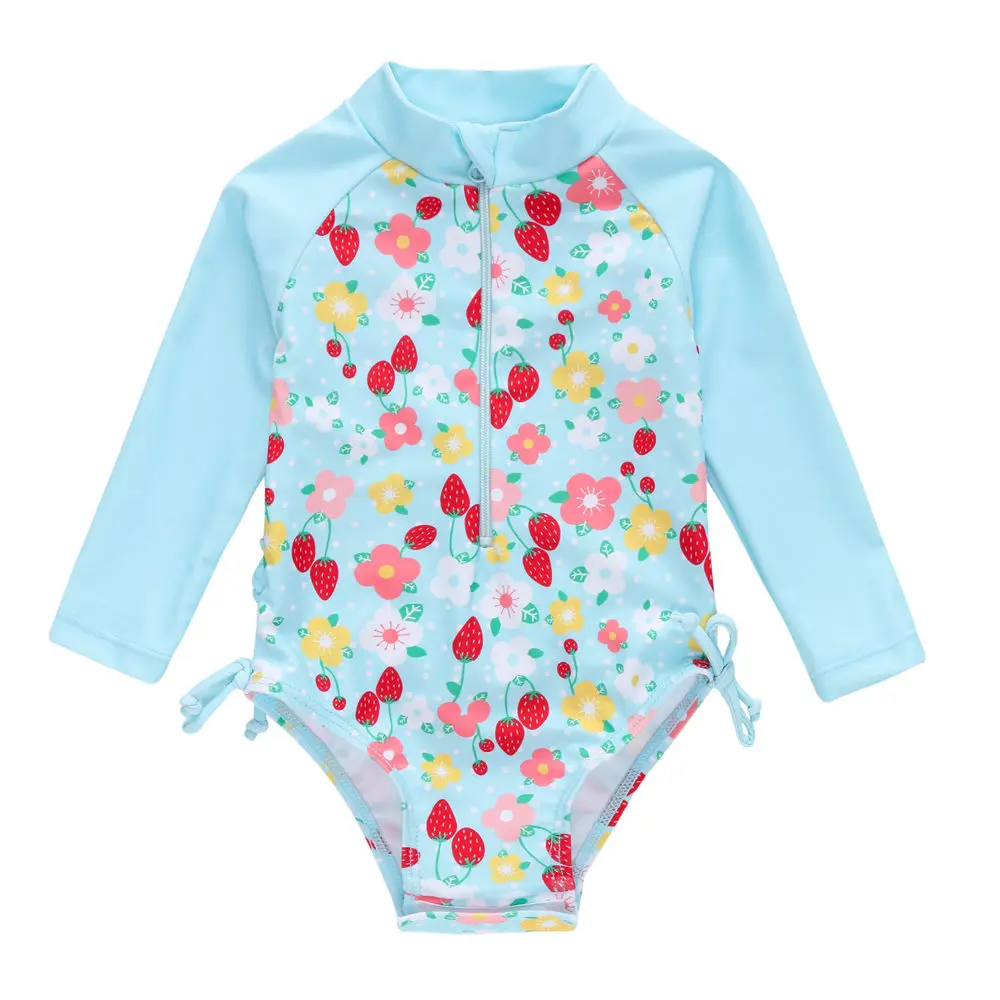 Kavkas Girls Swimwear Long Sleeve Swimsuit Infant 3M-24M Toddller Girls Ruffles Bathing Wear One Pieces Bath Swimwear