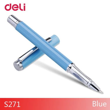 Deli Высокое качество Элегантный EF перо чернильный фонтан ручка для школы офисные письма поставка роскошные подарочные ручки с коробкой каллиграфии бизнес - Цвет: blue