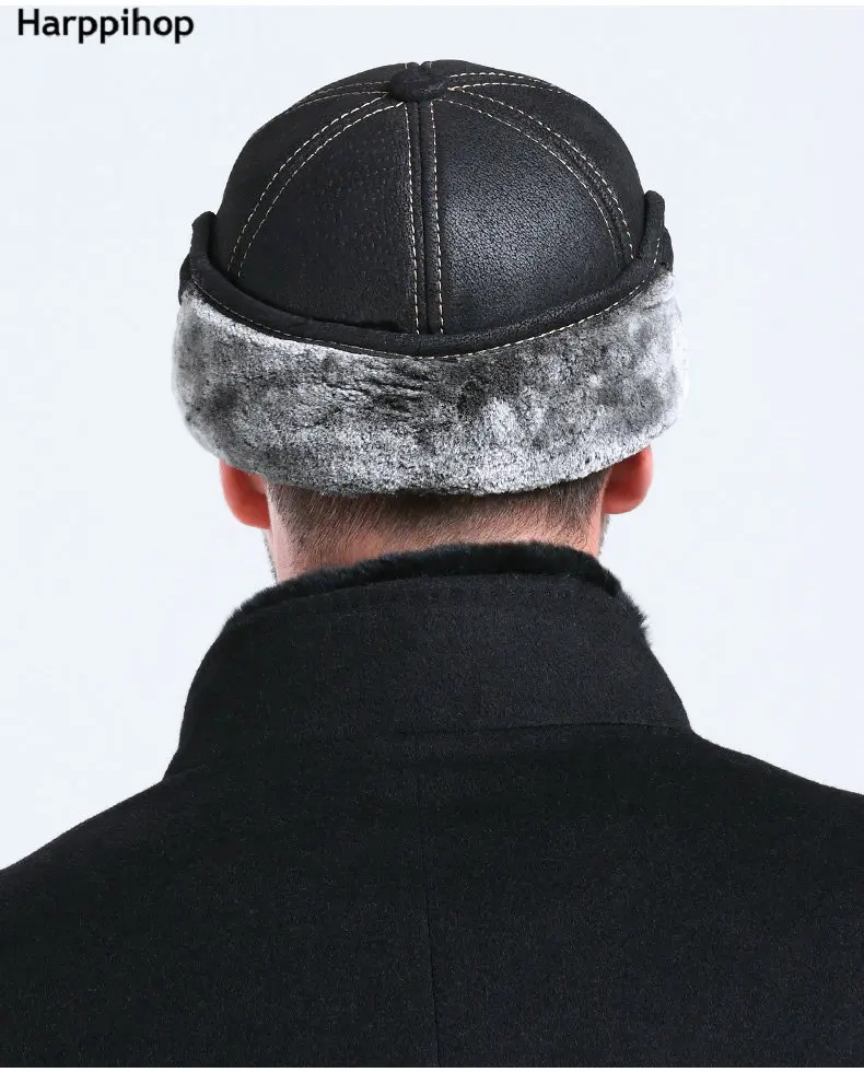 New New Fashion Men's Scrub Genuine Leather baseball Winter Warm baseball Hat / Cap 2colors bomber trapper hat