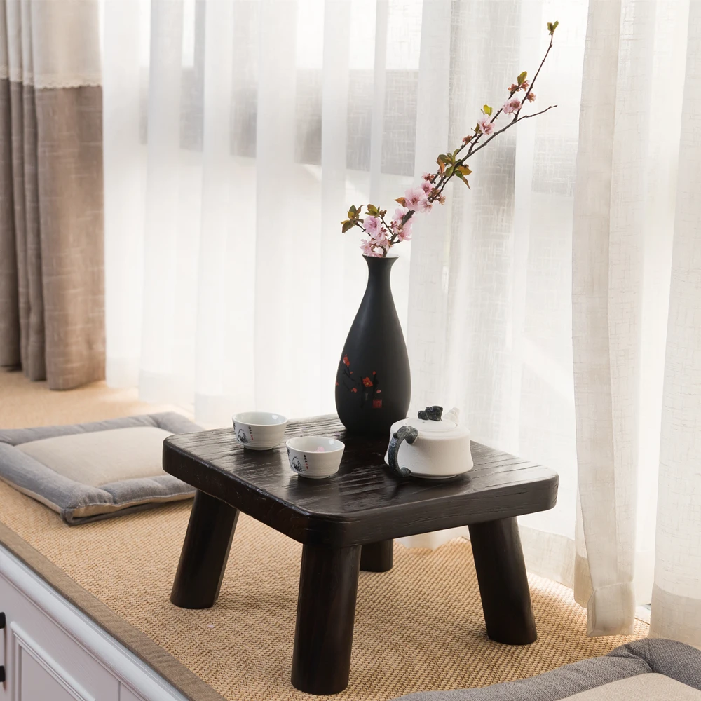 Solid wood bay window table Japanese style antique tea table bed low table casual living room table