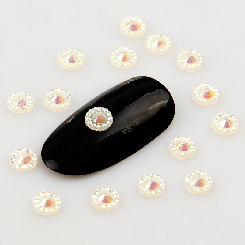 Микс AB Цвет 4-6 мм Смола круглый дизайн ногтей смолы Rhineston DIY Дизайн ногтей украшения свадебное платье украшения