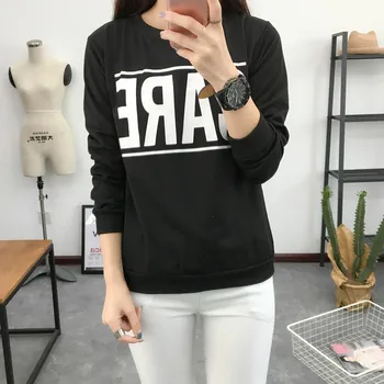 

2018 New Hot Women Plus Size Tops Loose Autumn Winter Thin Letter Sweatshirt Long Sleeves Female Tops Clothes