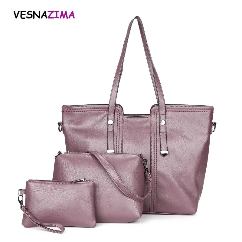 

Hot 3Pcs/Set Women Handbag Leather Shoulder Bag Female Large Capacity Casual Tote Bag Bucket Purses & Handbags Sac Femme WM449Z