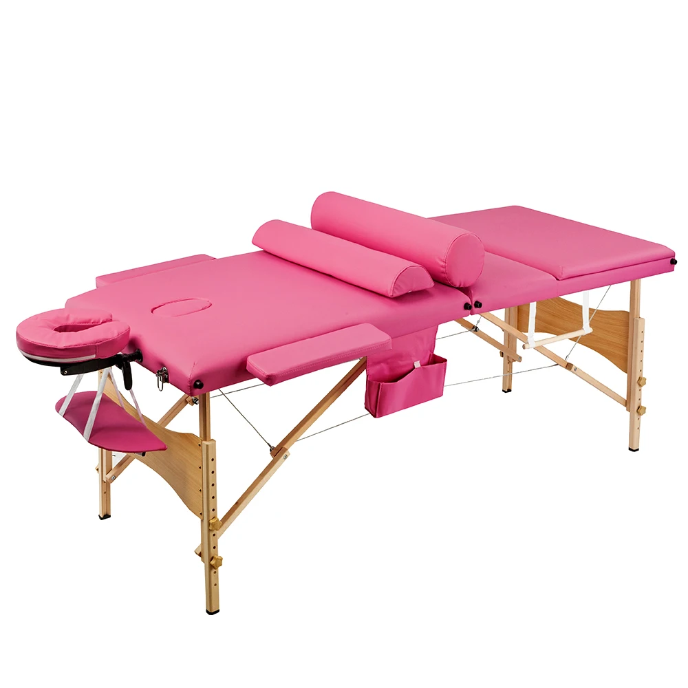  Portable Folding Salon Bed Massage Table For Spa Tattoo With 3 Adjustable Sections in Pink or Blue 