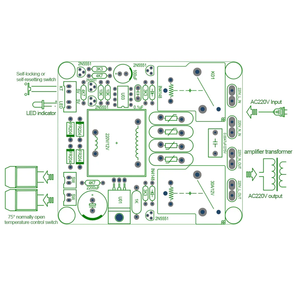 AIYIMA 220 В 1000 Вт Питание задержка питания защита от мягкого пуска плата высокой мощности для усилителя класса А DIY 30A защита реле