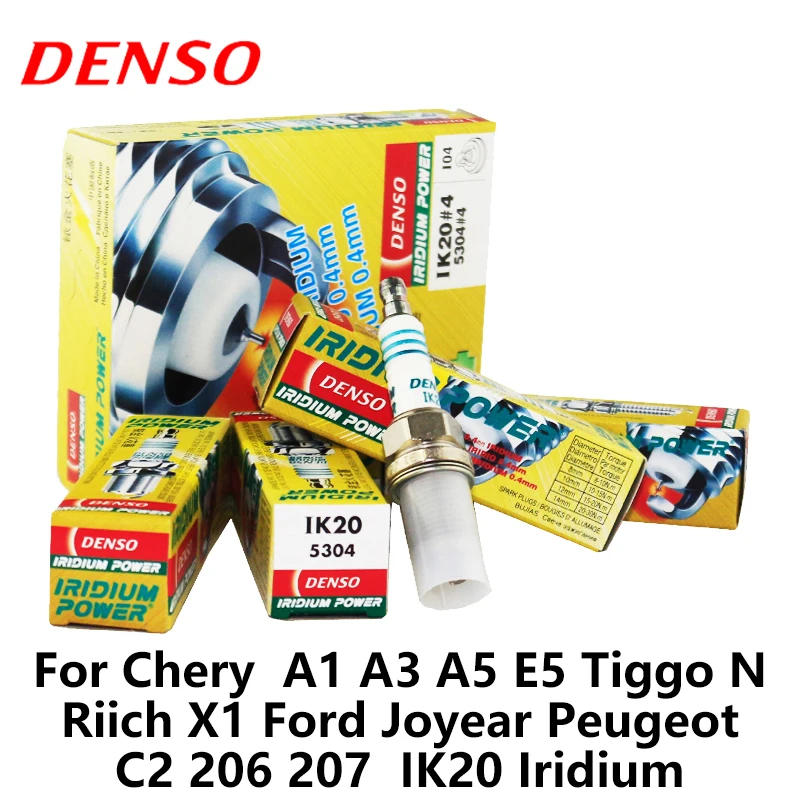 4 шт./компл. DENSO автомобильная свеча зажигания для Chery A1 A3 A5 E5 Tiggo N Riich X1 Ford Joyear Peugeot C2