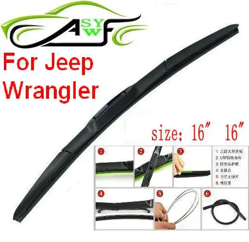 Free shipping car wiper blade for Jeep Wrangler Size 16" 16" Soft