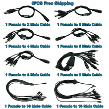 6 шт. DC 1 Женский до 3 4 5 6 8 10 15 разъем питания разветвитель адаптер для кабельного шнура для CCTV камеры безопасности светодиодные полосы света