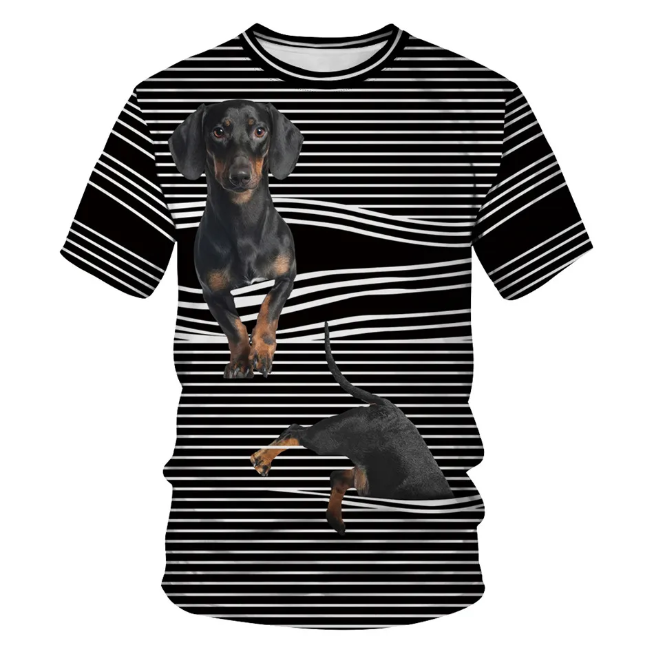

2019 Summer Kids Funny Dog Break Stripe Printed 3D T shirt Big Boy Girl Unisex Lovely T-shirts Children Fashion Pullover Tshirts