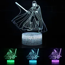 Дарт Вейдер рыцарь 3D светодиодный свет 7 цветов Звездные войны Коллекция Модель светится в темноте игрушки мальчик друг домашний декор Иллюзия свет