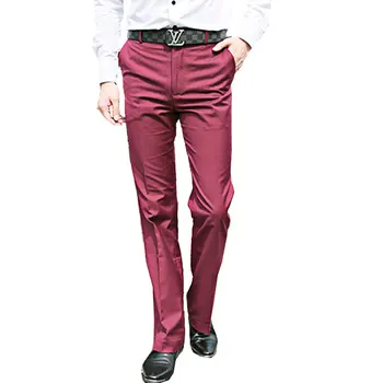 

2018 Wine red bell Bottom pants Men's Spring and Summer Thin Section Big feet trousers Slim Korean trousers Men's Blue trousers