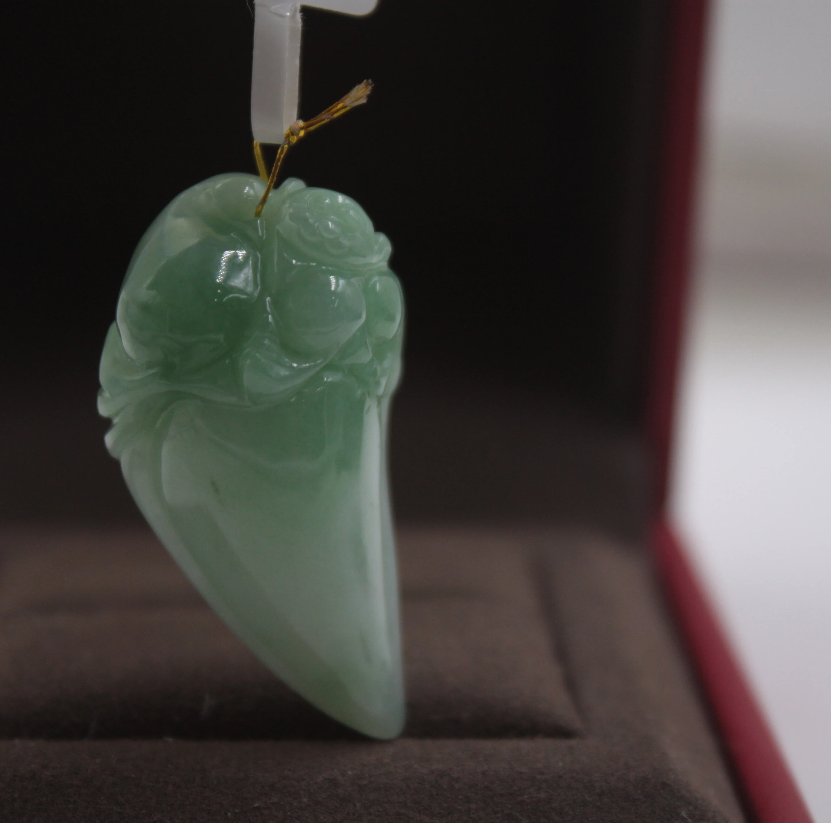 

Natural Jadeite Real Pendant Jade Women Man's Green Charm Peach Luck 36*18*11mm