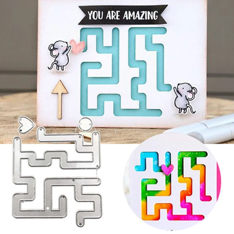 

Cute Heart Maze Way Metal Cutting Dies Stencils For Card Making Decorative Embossing Suit Paper Cards Stamp DIY Die Scrapbooking
