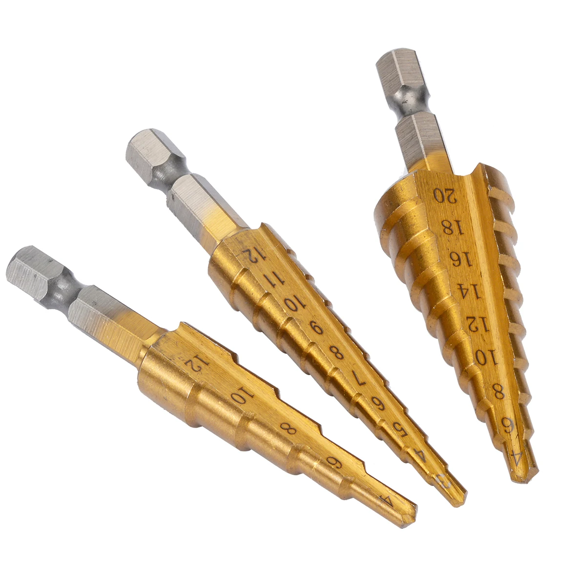 Mayitr 3pcs Step Drill Bits Step Drill HSS Step Drill HSS Large Cobalt Hole Titanium Cone Step Drill Bit Cutter With Pouch