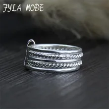 Fyla Mode Fashion 999 Thai Silver Index Finger Ring Fine Multilayer Ring Accessories Gift for Women’s Jewelry 7.50mm 6G WT060