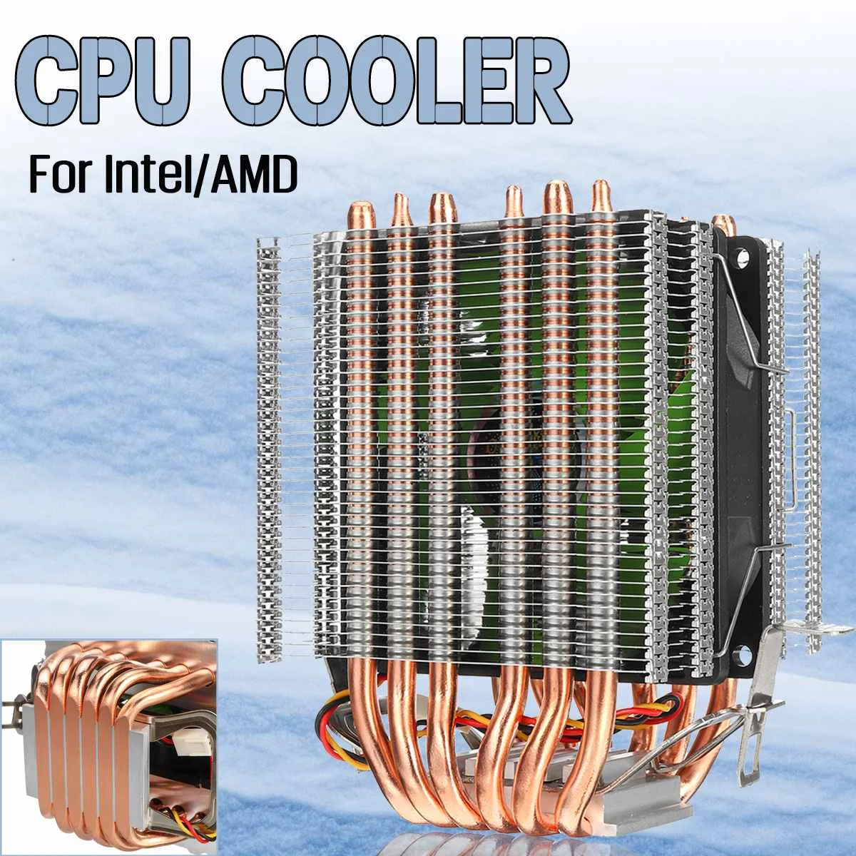 6 с тепловым стержнем Heat pipe 3 Pin одиночный вентилятор Процессор охлаждающий вентилятор охлаждения радиатора двойной башенный кулер вентилятор радиатора для Intel LGA 1150/1151/1155 для AMD