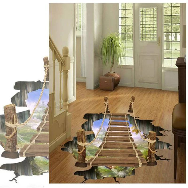 Stickers on the wall 3D Bridge Floor  Wall Stickers Removable Mural Decals Vinyl Art Living Room Drop shipping product  X0716#3006
