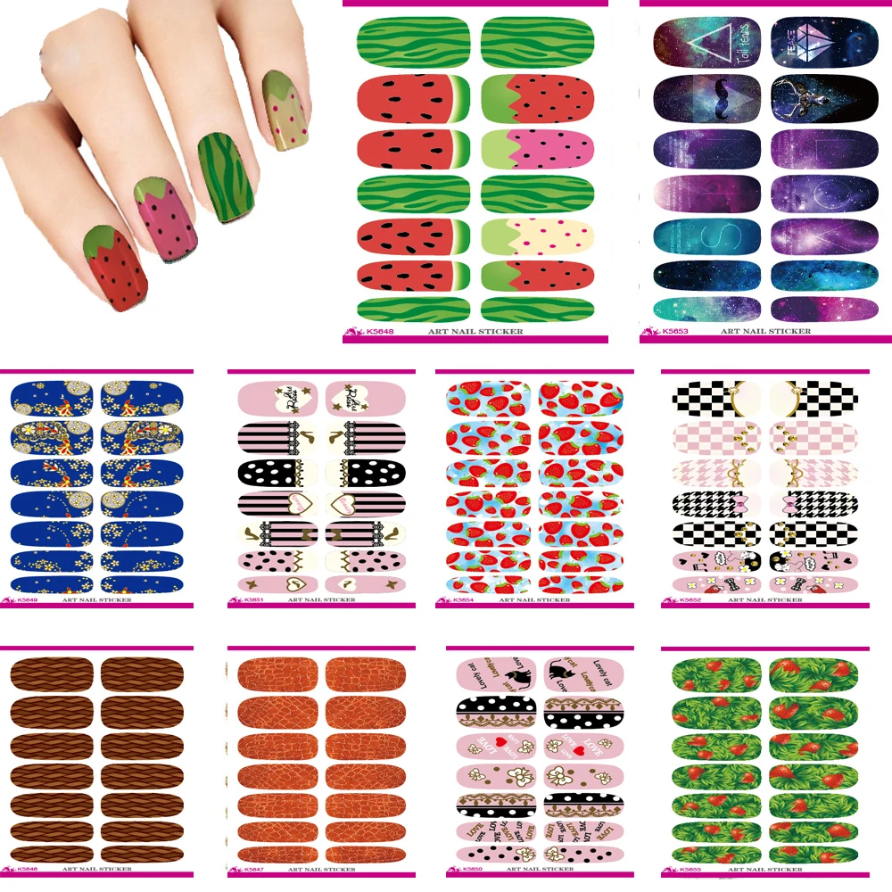 Hot 10pcs Set Water Transfer Nail Sticker Minx Cute Cartoon Watermelon