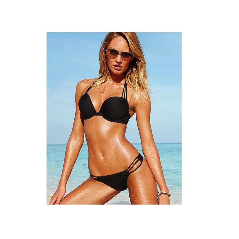 

Black white bikinis set women swimwear sexy low waist solid color bathing suits woman separates bra bottoms swimsuit brazilian
