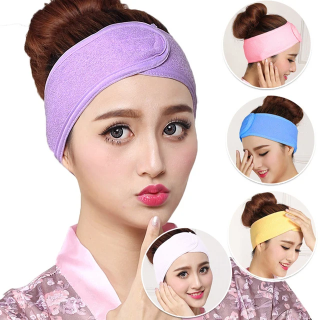 Fashion Soft Adjustable Makeup Toweling Hair Wrap Head Band Salon SPA