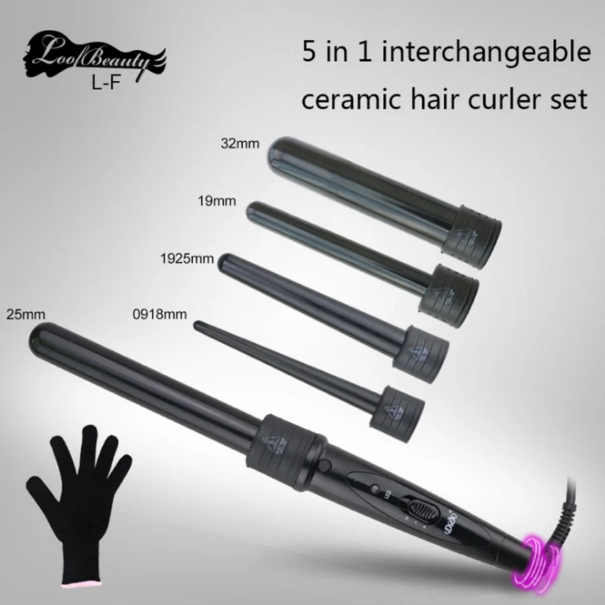 5 In 1 Hair Curlers Care Styling Curling Wand Interchangeable 3 Parts Clip Hair Iron Curler Set Curler Hair Styles Tool 5 In 1 Hair Curlers Care Styling Curling Wand Interchangeable 3 Parts Clip Hair Iron Curler Set Curler Hair Styles Tool