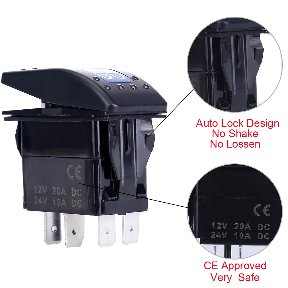 Rocker Switch Electric Window Control Switch Car Door Handle Sensor Switch Steering Wheel Cruise Control Switch 5pin Car Boat Truck Lighted Toggle Switch 12v ON-OFF Waterproof