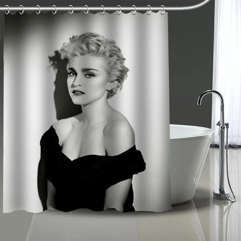 Высокое качество Мадонна печать занавеска для душа водонепроницаемые шторка Декор ванной комнаты с крючками на заказ ваше изображение больше размера - Цвет: 3