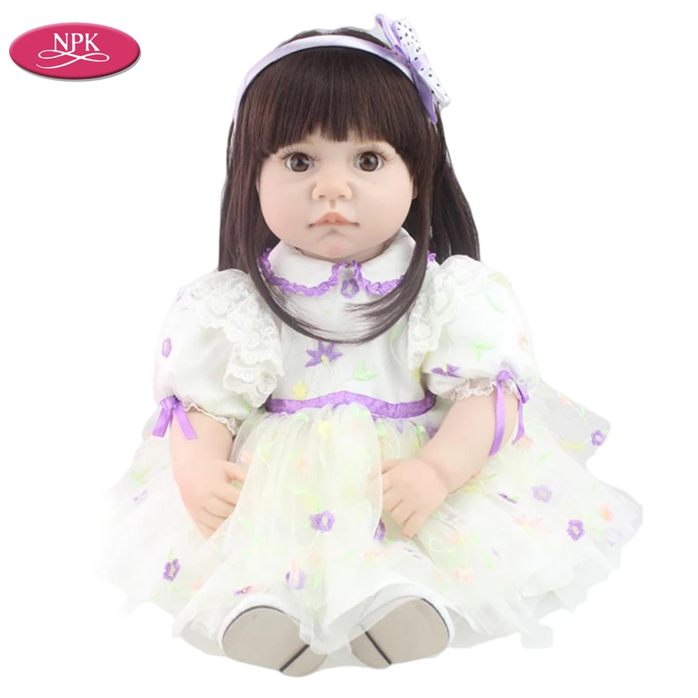 

NPK Silicone 55CM Reborn Baby Doll Toys for Girl Super Realistic Long Hair Princess Newborn Babies Bonecas Lifelike Baby Dolls