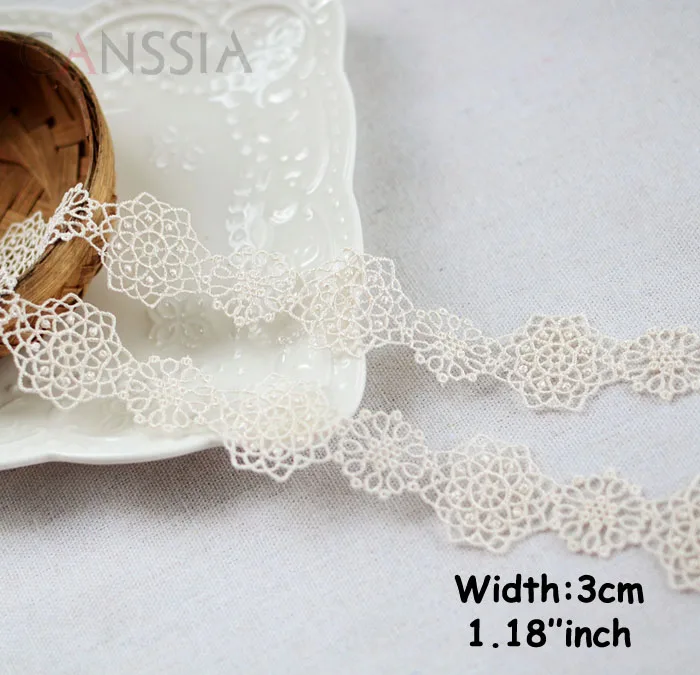 

1meter/lot Width:3.0cm Elegant trims for DIY Water soluble polyester lace Garment embellishment accessories(ss-622)