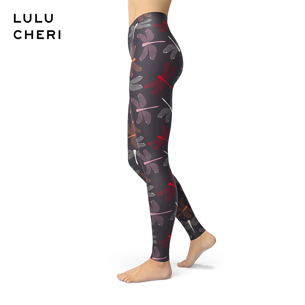 

Women Animal Print Leggings Dragonfly Butterfly Patterned Girls Brushed Buttery Soft Breathable Elasticity Slim Fitness Leggins