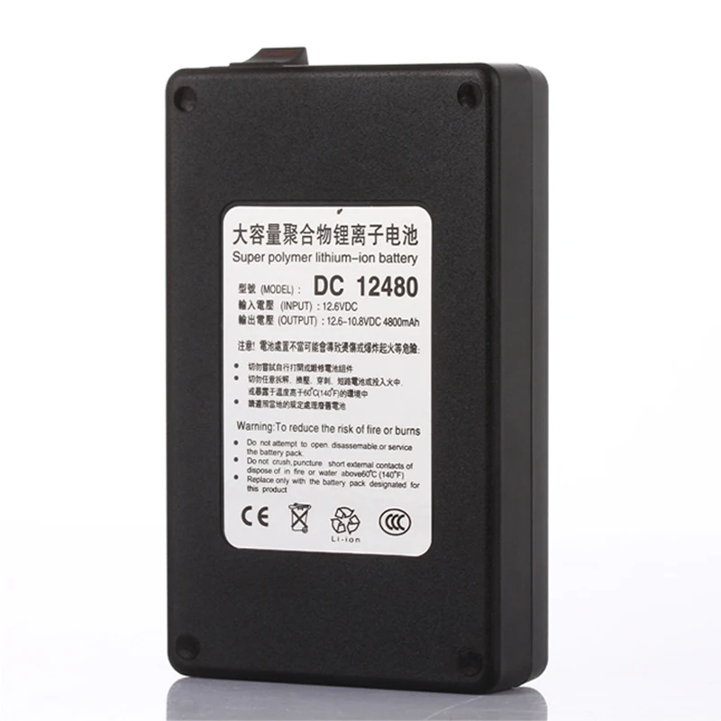 ELEOPTION 5 шт. Черный DC 12 V 4800 mAh DC 12480 аккумуляторная портативная литий-ионная батарея для CCTV камеры передатчик